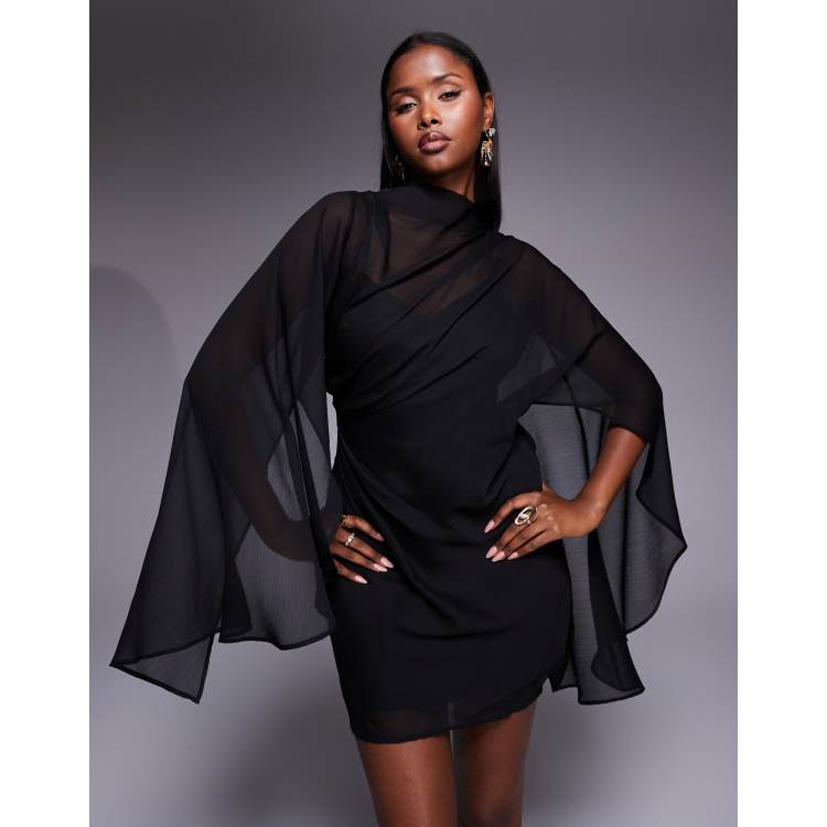black cape mini dress Black Tennis Dresses for Women Athletic Workout Dress – Attraco
