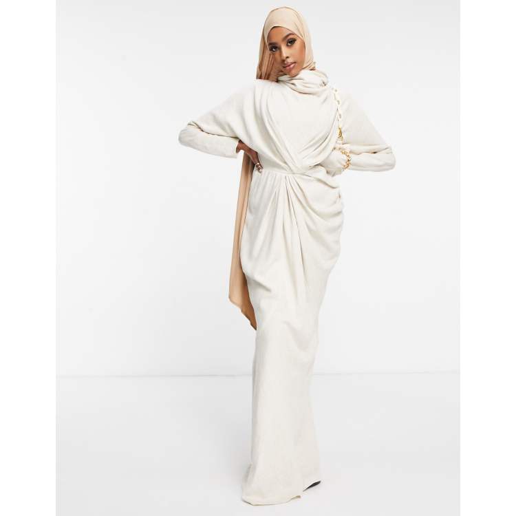 ASOS DESIGN draped maxi dress in linen