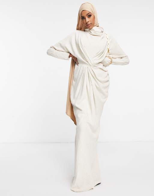 ASOS DESIGN draped maxi dress in linen