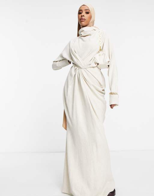 ASOS DESIGN draped maxi dress in linen