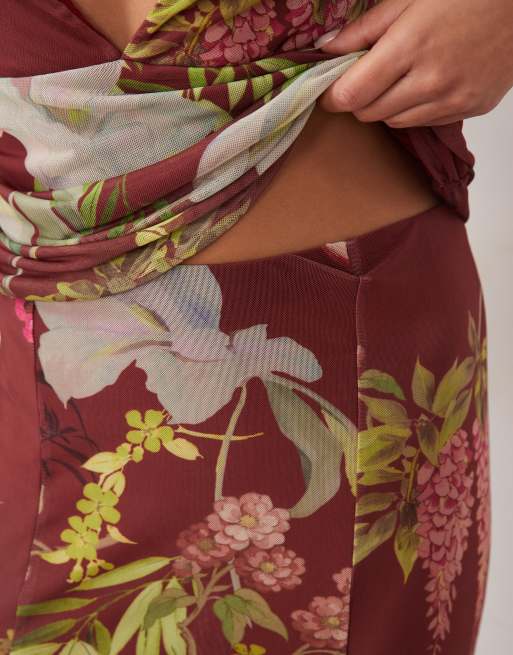 ASOS DESIGN draped maxi skirt in botanical floral, 3 of 5
