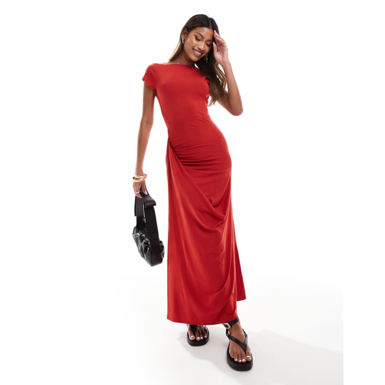 chinese dress ladies Soft Faux Leather Dress with Pocket Belt WINE from Mulla exclusive at –  Urbanheer
