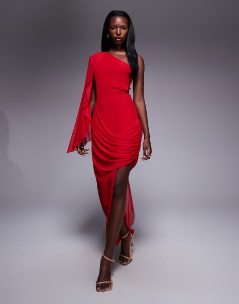 ASOS DESIGN draped mini dress in red - view 1