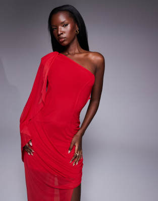Asos Design Draped Mini Dress In Red