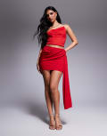 [ASOS DESIGN] ASOS DESIGN draped mini skirt in red in scuba-style fabric (part of a set) 4 Red