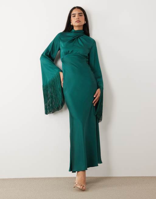 asos blue fringe dress Design - Maxi - Women - Polyester - 10 US Embrace effortless style with Material:Blend Astrid Black Dress | SIZE:Small cup C