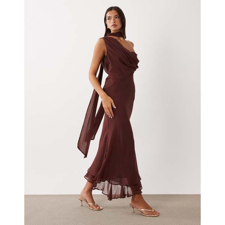 brown off shoulder dress Brown Satin Off Shoulder A-line Prom Dress, Brown Satin Evening Dress