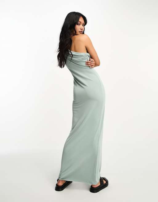 ASOS DESIGN draped maxi dress in linen