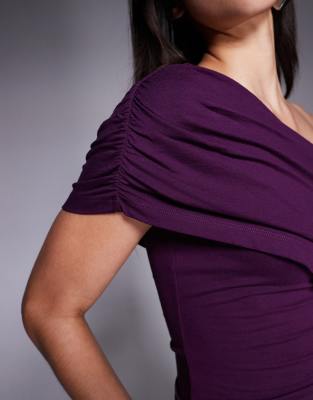 Asos Design Draped One Shoulder Top In Purple