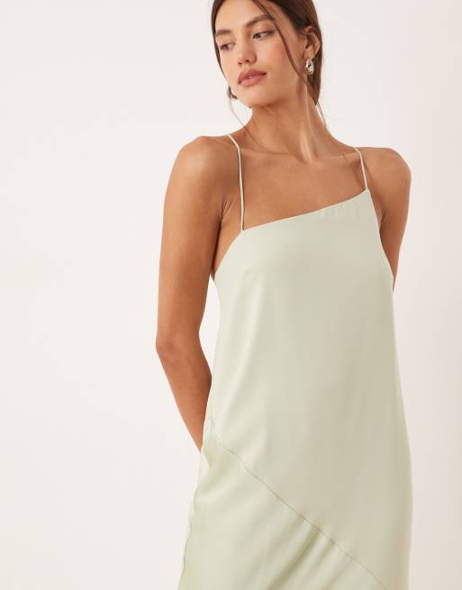 ASOS DESIGN draped satin chiffon cami maxi dress in sage green