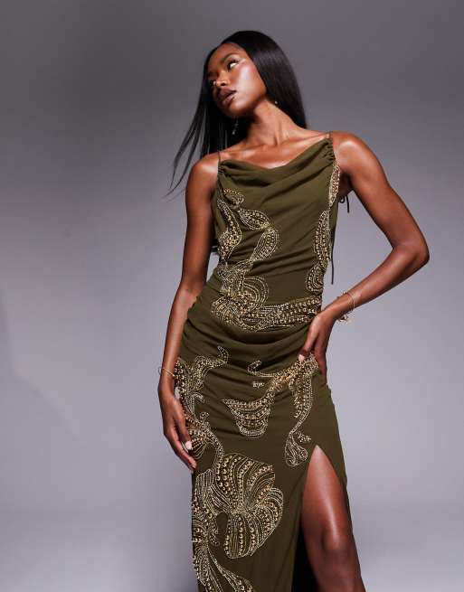 スカート MaisSKIRT UNDRESSED MONOGRAM DRAPE ASOS DESIGN draped skirt overlay maxi dress with dropped
