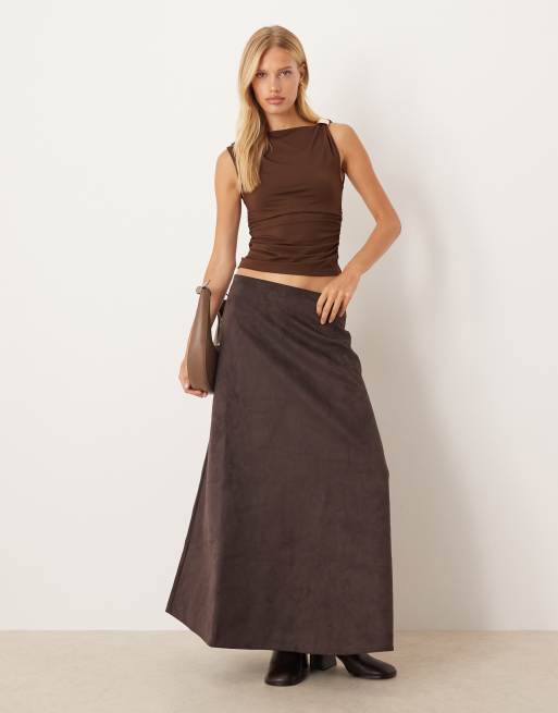 ASOS DESIGN draped tank with gold metal hardware trim detail in brown, 3 of 4