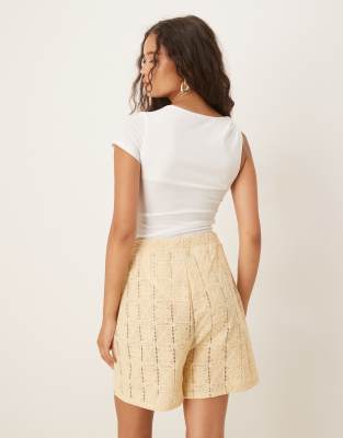 Asos Design Draped Twist Shoulder Cut Out Short Sleeve Bodysuit In White