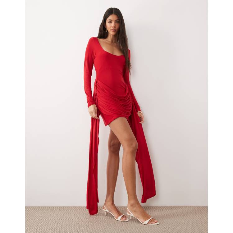 draped waist mini dress MISSGUIDED Strapless Bodycon Mini Dress With Draped Waist Detail And Gold Ring Accent For Party Cocktail Evening Night Out,XS