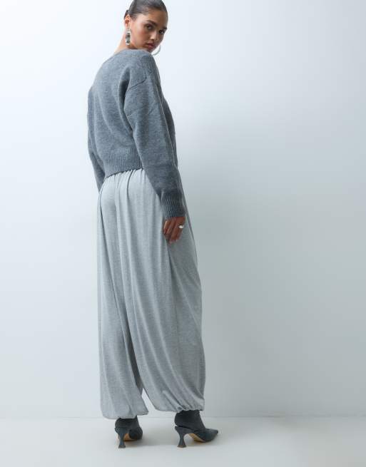 ASOS DESIGN draperad oversize jersey ballongbyxa i gråmelerad, 5 av 5