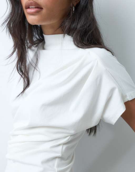 ASOS DESIGN - Draperet cremehvid top med snoede skuldre, 4 af 5