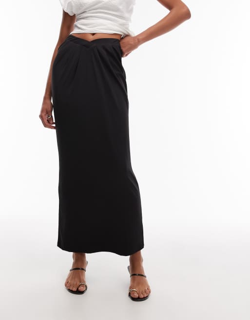 ASOS DESIGN - Draperet sort maxinederdel med v-form - Del af sæt, 2 af 5