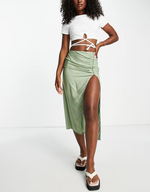 Green midi hotsell skirt asos