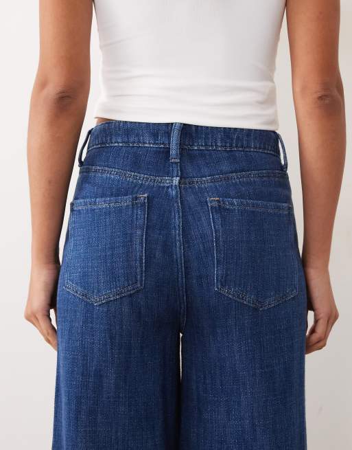 ASOS DESIGN drapey denim super wide leg jean in mid blue, 4 of 5