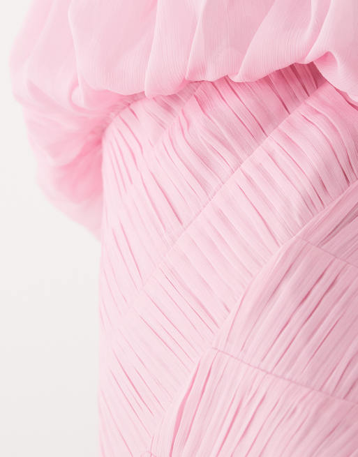 ASOS DESIGN – Drapiertes Maxikleid in Rosa mit gekräuseltem, gerafftem Taillendetail, 3 von 4