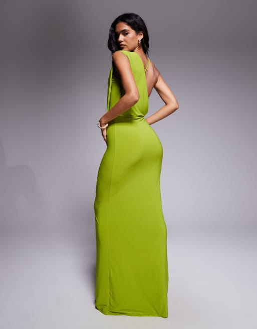 ASOS DESIGN – Drapiertes One-Shoulder-Maxikleid mit Wasserfallausschnitt am Rücken und Trägerdetail, 3 von 4