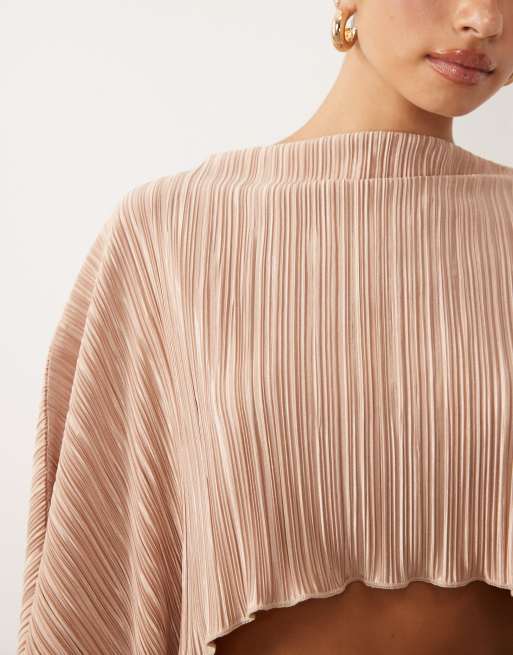 ASOS DESIGN – Drapiertes Plissee-Oberteil in Toffee mit One-Shoulder-Träger, Kombiteil, 3 von 4