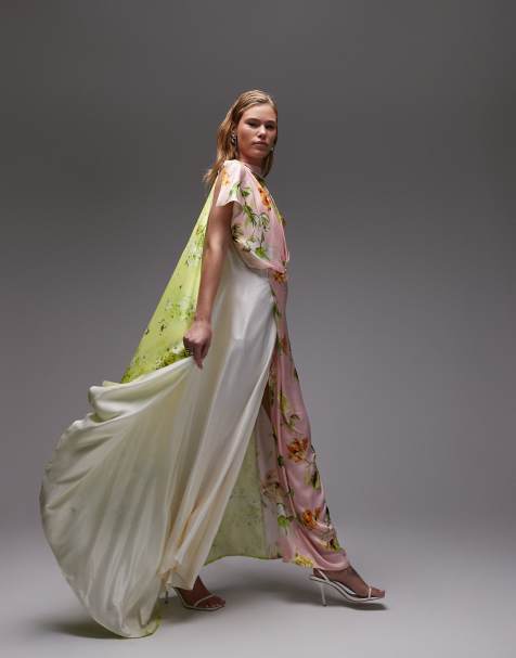 ASOS DESIGN drape waterfall maxi dress in mixed floral print