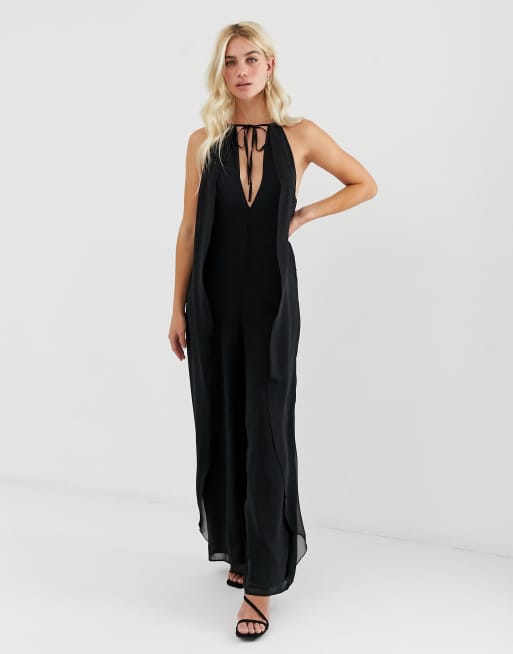 ASOS DESIGN – Drapowany kostium z wiązaniem przy szyi