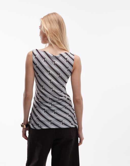 ASOS DESIGN – Drapowany siateczkowy top w paski, 4 z 4