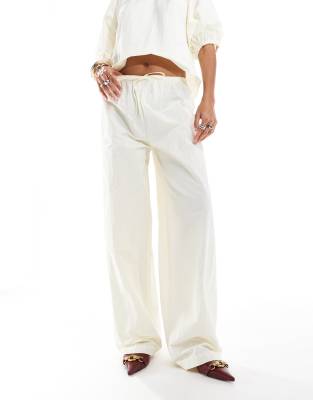 Asos Design Drawstring Barrel Leg Pants In White