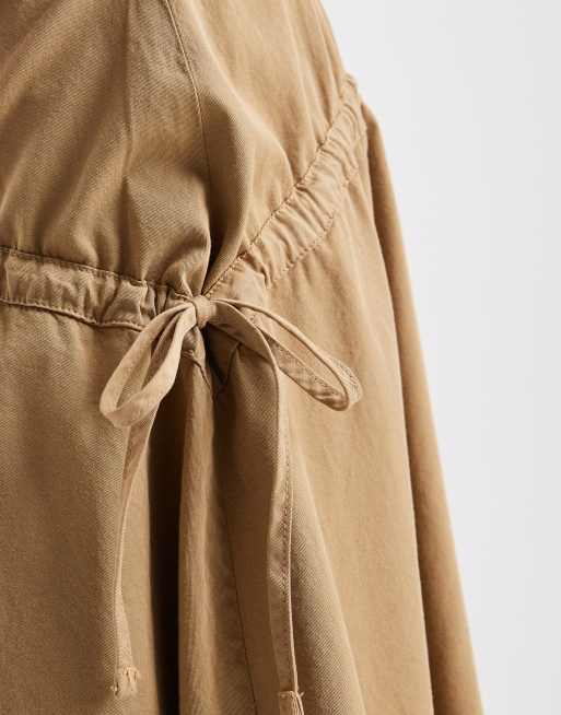 ASOS DESIGN drawstring circle skirt in beige, 5 of 5
