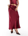 [ASOS DESIGN] ASOS DESIGN drawstring detail bias maxi skirt in red (part of a set) S Red