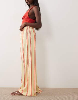 Asos Design Drawstring Texture Wide Leg Pants In Multi