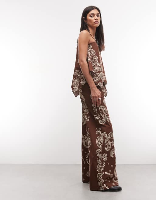 ASOS DESIGN drawstring wide leg trouser co-ord - BROWN, 2 of 3