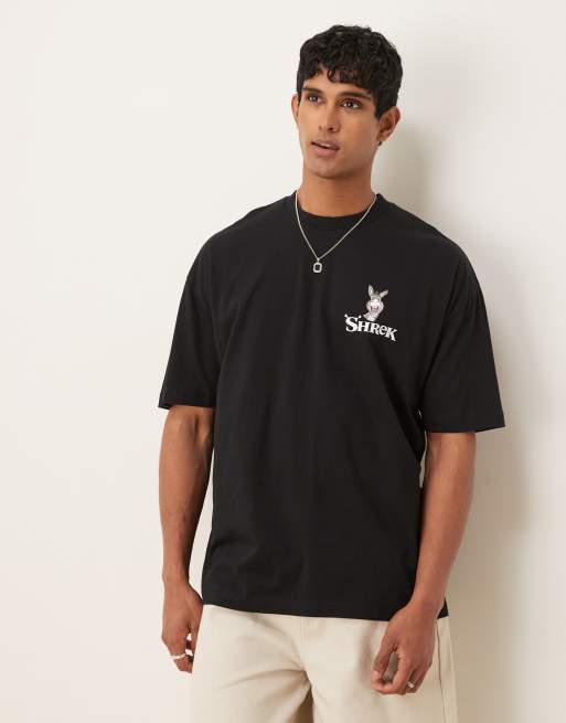 ASOS DESIGN Dreamworks unisex oversized T-shirt with Shrek Donkey prints in black, 3 of 4