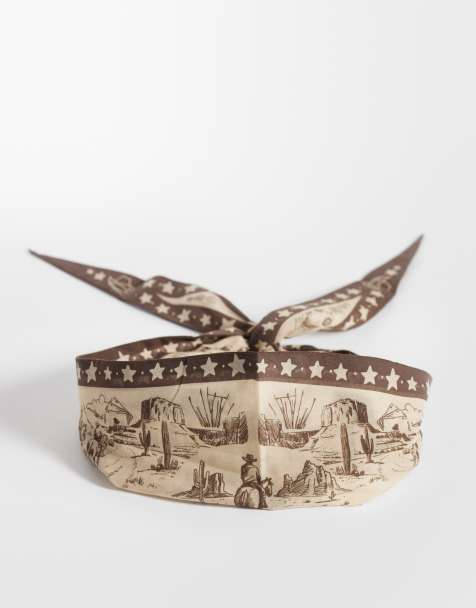 ASOS DESIGN – Dreieckiges Western-Halstuch aus Baumwolle in Braun - view 1