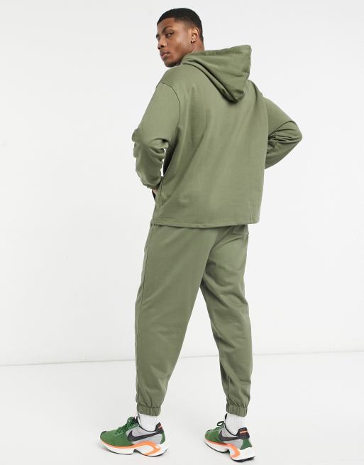 ASOS DESIGN – Dres oversize w kolorze khaki: joggersy i bluza z kapturem – MGREEN, 2 z 4
