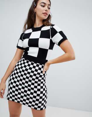 checkerboard overall dress
