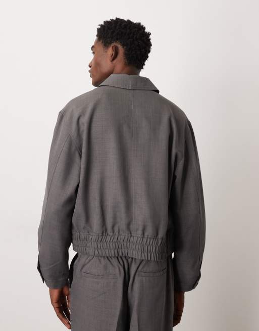 ASOS DESIGN dressy blouson jacket in heather gray - part of a set, 3 of 5