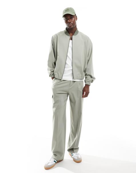 ASOS DESIGN dressy bomber jacket in green - part of a set - view 1