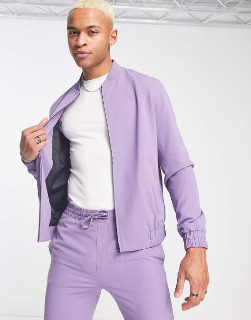 ASOS Bomber Jacket in Purple for Men