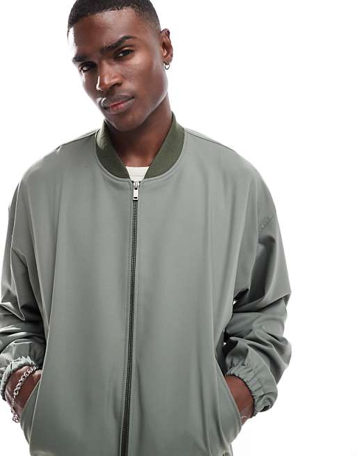 ASOS DESIGN dressy bomber jacket in light gray | ASOS ASOS DESIGN dressy bomber jacket in light gray | ASOS