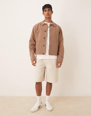 Asos Design Dressy Harrington Jacket In Brown