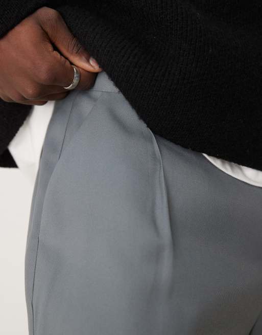 ASOS DESIGN dressy jorts with pleats in gray