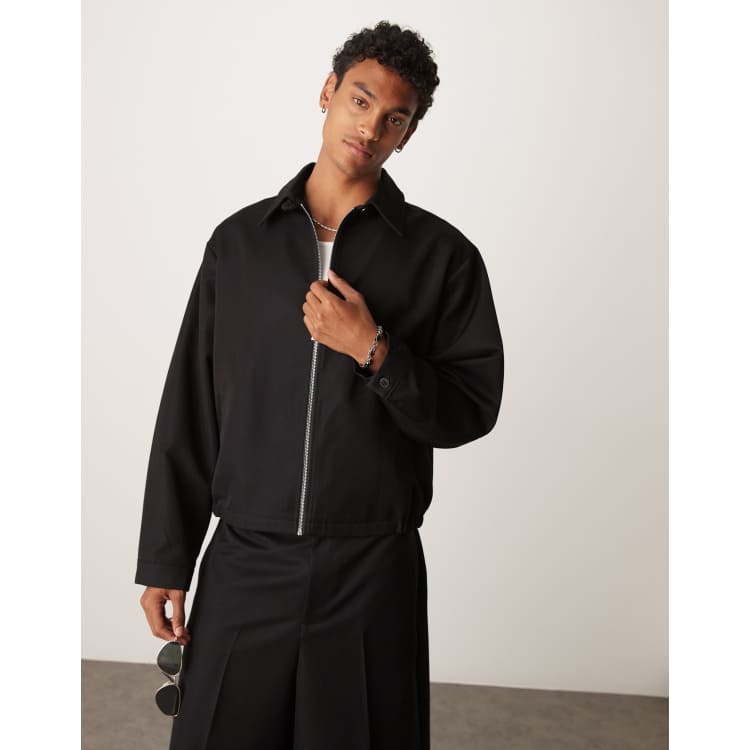 ASOS DESIGN dressy oversized blouson jacket in black - part of a