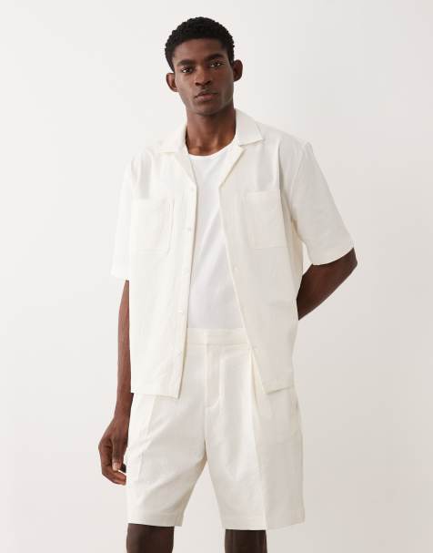 ASOS DESIGN dressy regular shorts in white seersucker - part of a set - view 1