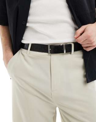 ASOS DESIGN dressy reversible belt with plain black and lizard pattern in black faux leather