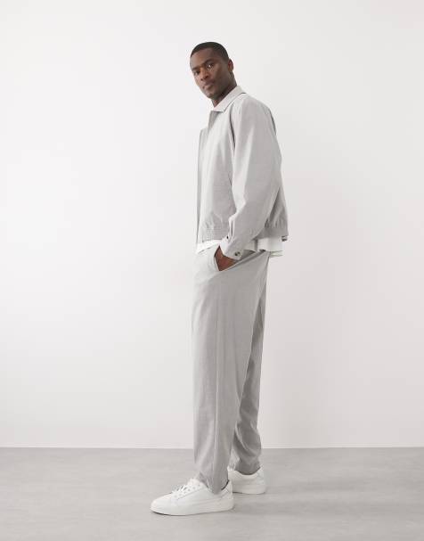 ASOS DESIGN dressy set in light gray seersucker - view 1