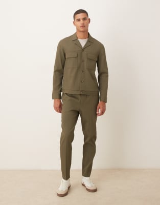 Asos Design Dressy Shacket In Green