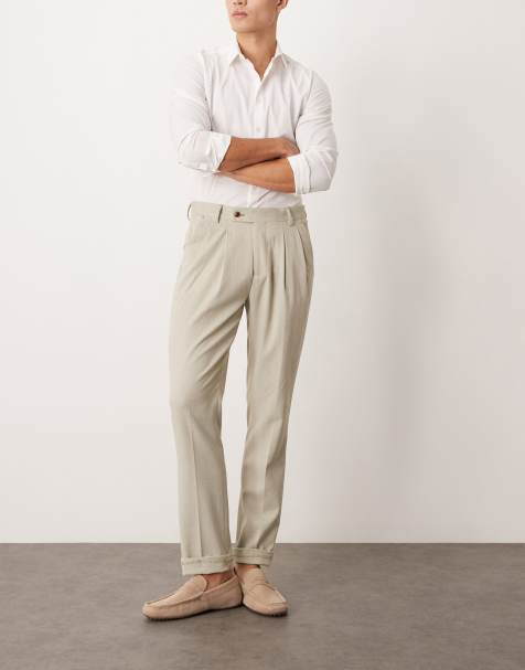 ASOS DESIGN dressy slim fit chino pants in micro texture sage green - view 1